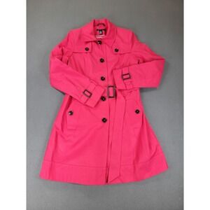 Tommy Hilfiger Trench Coat Womens XS Pink Azalea Belted Double Breasted Jacket
